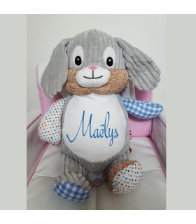 Peluche lapin avec broderie