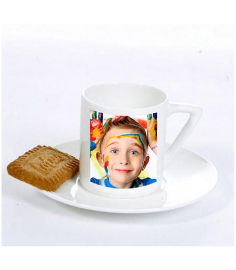 Photo sur tasse expresso, jolie tasse à café personnalisée