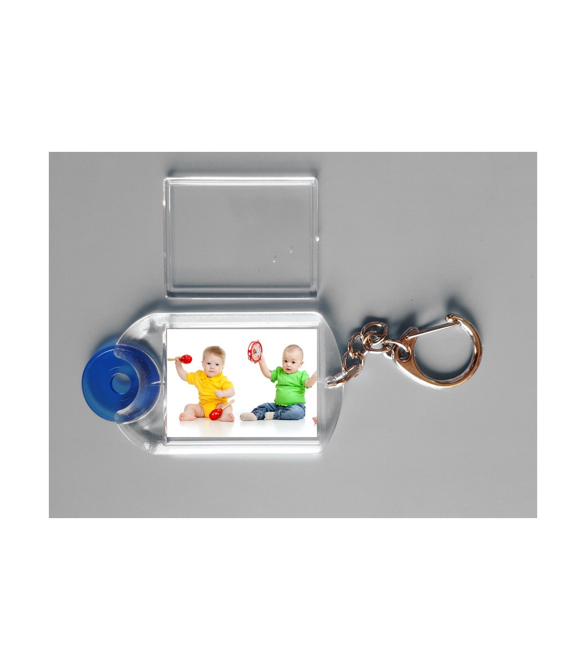 Porte clé photo avec jeton de caddie intégré, cadeau personn