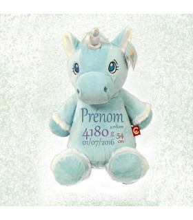 Licorne bleue brodée