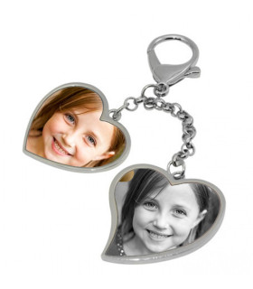 Porte clé double coeur alu