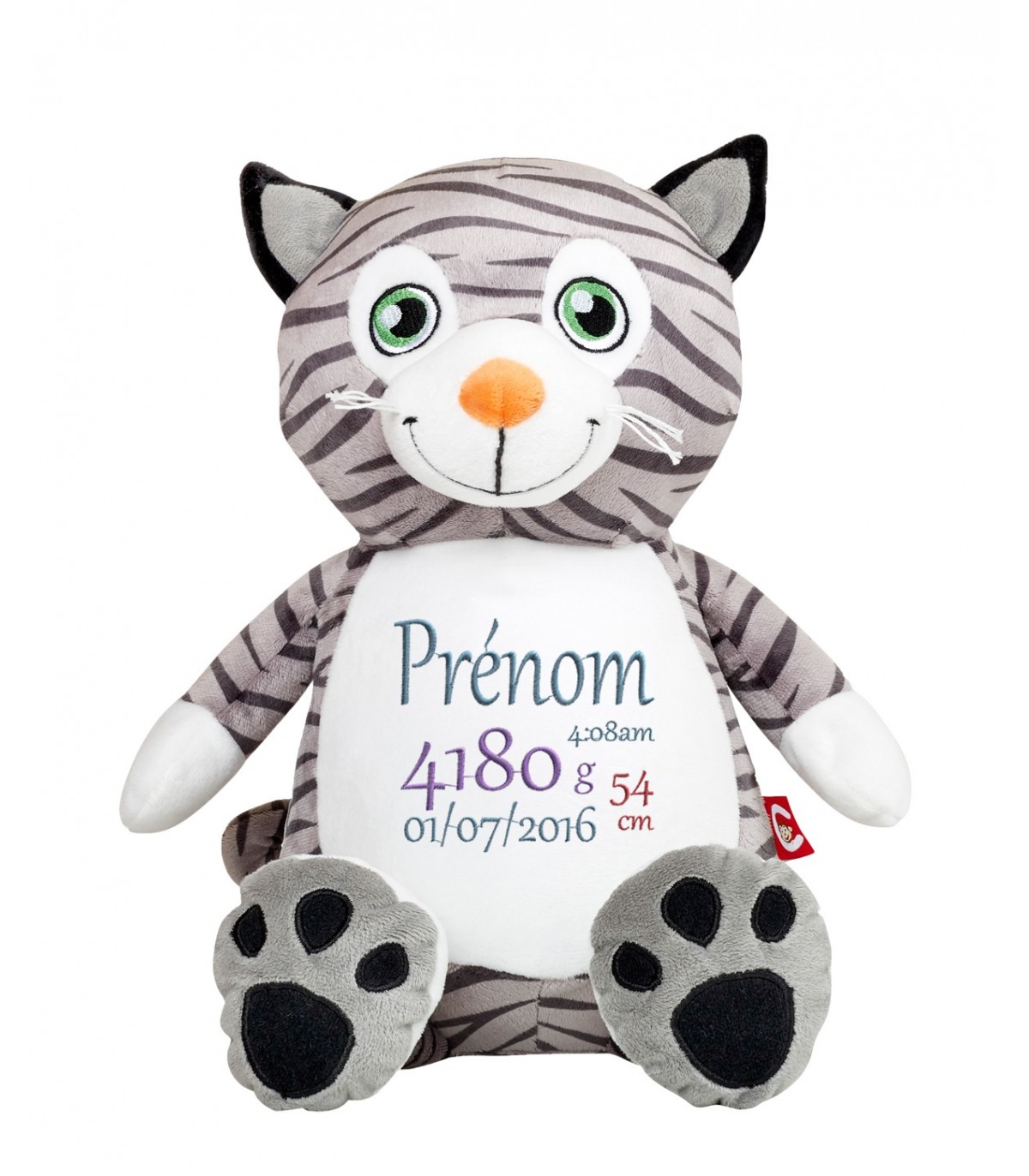 Chat En Peluche En Cadeau De Naissance Enfant Brode Avec So