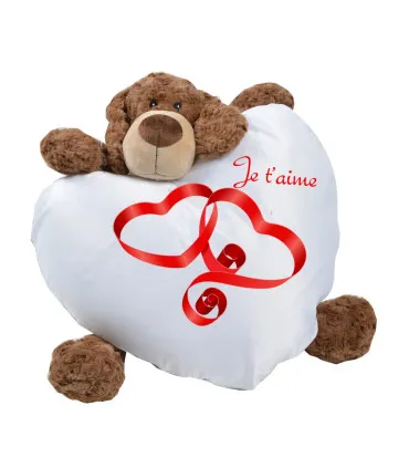 coussin coeur blanc personnalisé