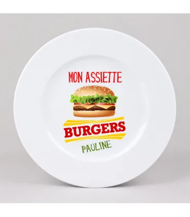 Assiette hamburger personnalisée