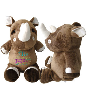Rhinocéros en peluche brodé