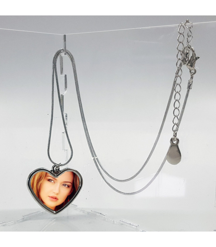 Pendentif coeur et sa chaine avec photo