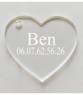 Porte cle coeur plexiglas