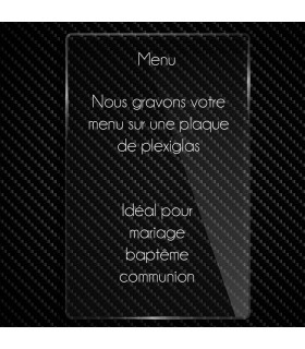 Menu mariage sur plexiglas