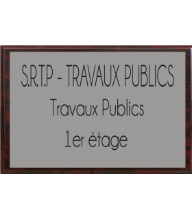 Plaque aluminium argent et support bois