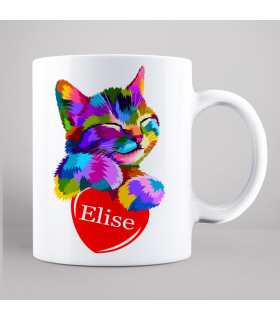 Mug motif chat et coeur