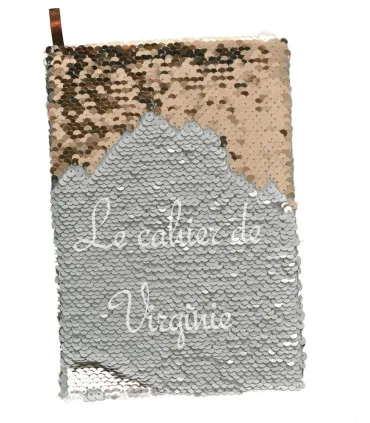 Cahier à paillettes personnalisé