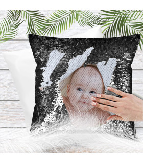 coussin paillette noir