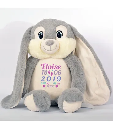 peluche lapin brodée