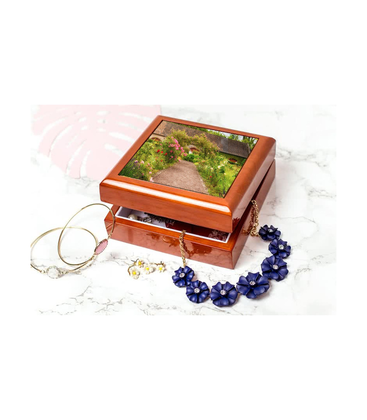 Boite à bijoux en bois personnalisée avec photo en cadeau d