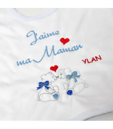 bavoir brodé j'aime maman