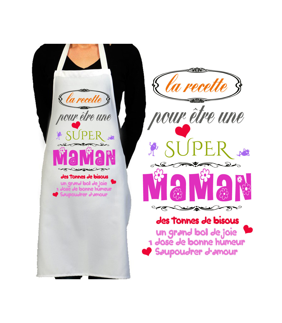 Tablier de cuisine femme beige en coton Super Maman