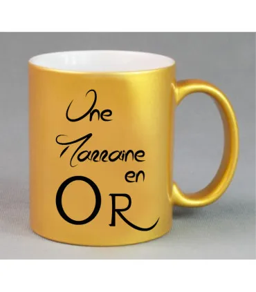mug marraine en or