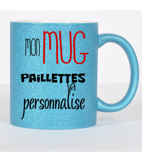 mug paillette bleu