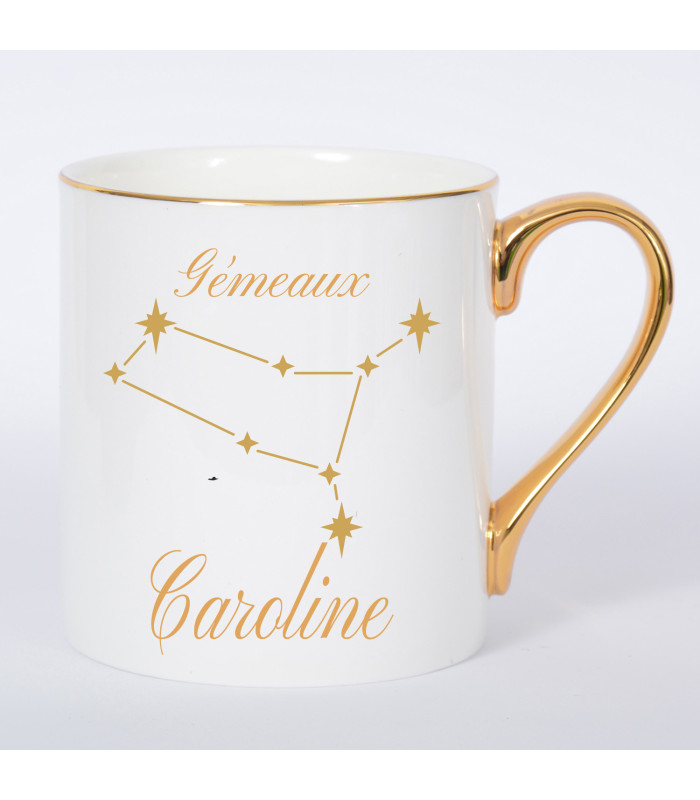 Mug Horoscope Premium – Tasse Astrologique Élégante avec Anse Dorée Courbée