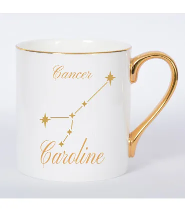Mug Horoscope Premium – Tasse Astrologique Élégante avec Anse Dorée Courbée