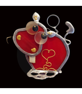 Porte photo hippopotame etain rouge