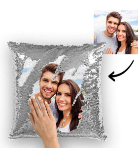 coussin paillettes argent